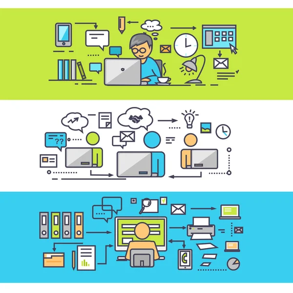 Centro de Coworking, Freelancer. Trabajo de oficina conceptual — Archivo Imágenes Vectoriales