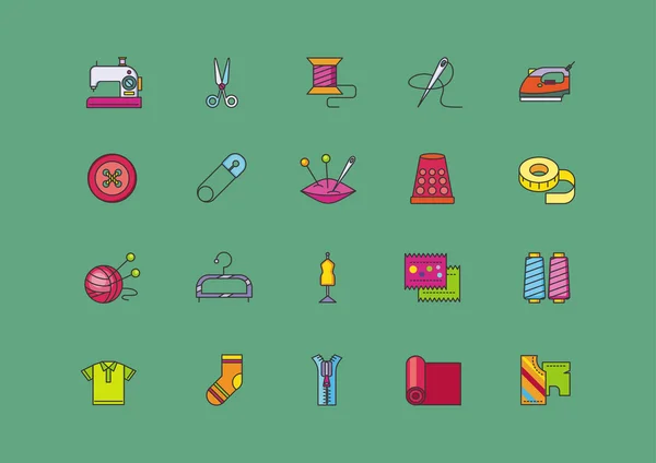 Set Icons of Creative Sewing Flat Style — Διανυσματικό Αρχείο