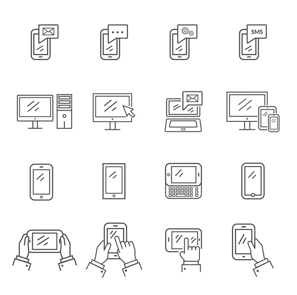 Set of icons modern technology and communication — Stok Vektör