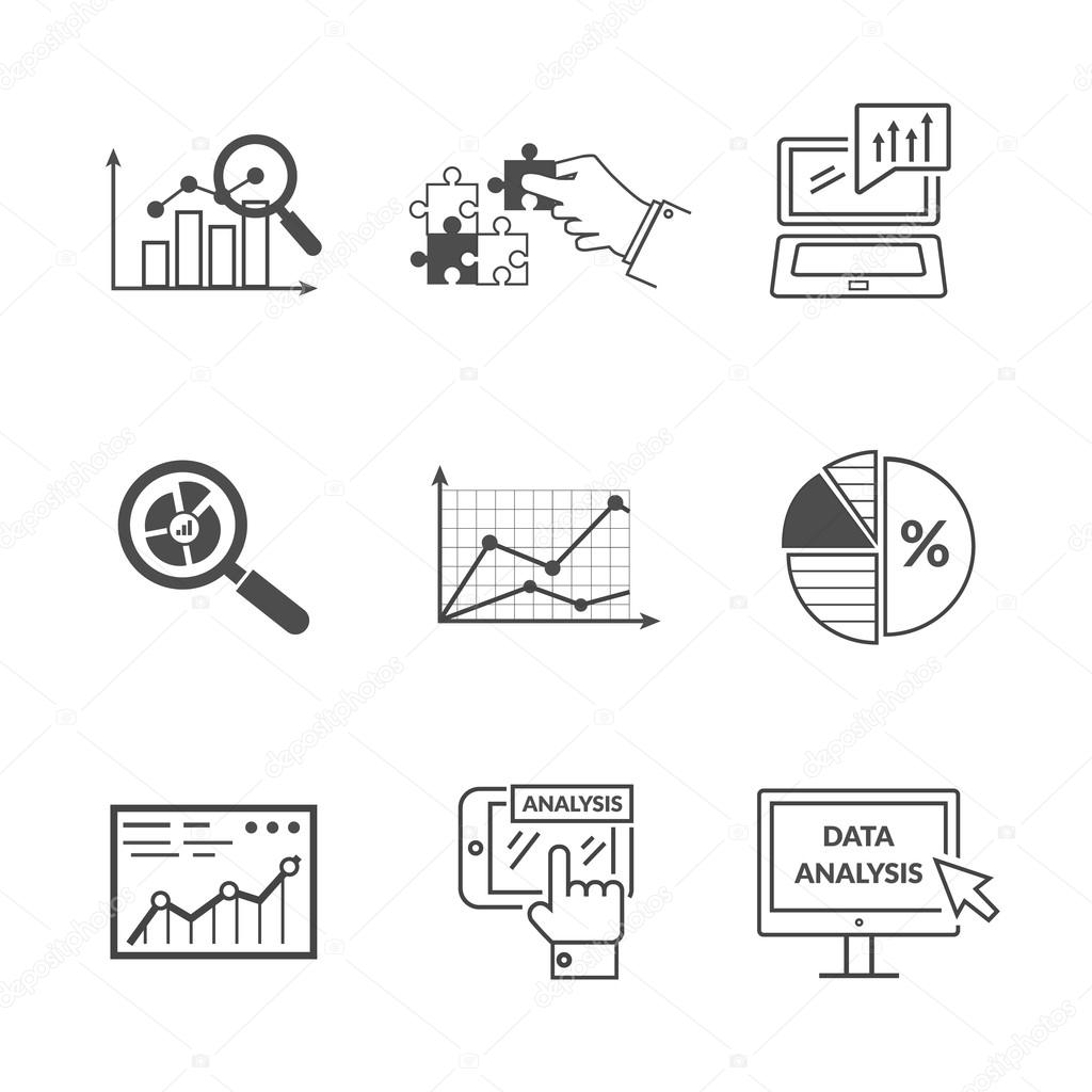 Set of Black Icons Data Analysis