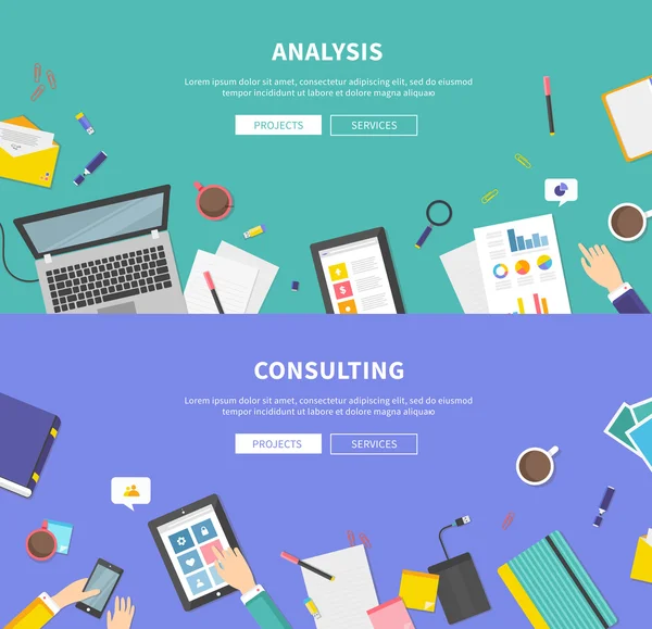 Concept de Conseil, Service, Analyse — Image vectorielle