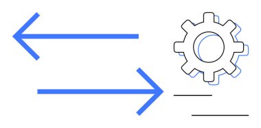 Yatay oklar zıt yönlere dönük olarak otomatik vites, sistem entegrasyonu veya iş akışlarını sembolize ediyor. Yenilik, işbirliği, ilerleme, çözüm, sistem için ideal