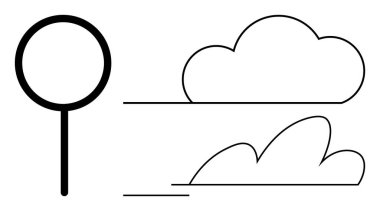 Büyüteç basit bulut formlarına odaklanmış, gözlem, analiz, iklim, araştırma, çevre, veri işleme ve bilgi keşiflerini sembolize ediyor. Bilim eğitimi için ideal