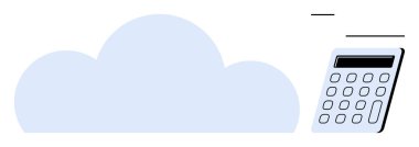 Bir hesap makinesiyle eşleştirilen büyük bulut şekli dijital depolama ve bulut hesaplama maliyetlerini vurguluyor. Finans, bulut teknolojisi, maliyet analizi, veri yönetimi, bilişim, yenilik için ideal