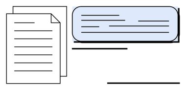 Vurgulanmış bir metin bloğunun yanında belge yığını. İletişim, düzenleme, inceleme, vurgu, organizasyon, not, notlar ve analiz için ideal. Basit düz metafor