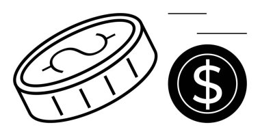 Dolar sikkeleri hareket halinde, finans, ekonomi, tasarruf, iş, zenginlik, ticaret ve döviz kurunu vurguluyor. Bankacılık yatırımı ve finansal okur yazarlık için ideal. Temiz, düz metafor