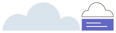 Minimalist cloud shape paired with a segmented cloud-data storage design in blue and white. Ideal for technology, storage, cloud computing, data sharing, innovation, digital services, backup. Simple