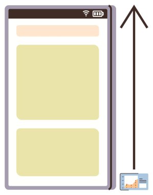 Smartphone screen with app layout featuring a growth arrow pointing upwards and a small data graph. Ideal for progress, productivity, business growth, technology, innovation, data analysis, modern