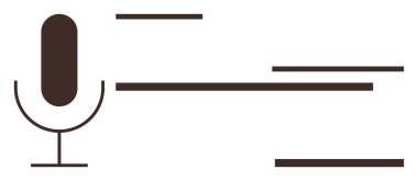 Simplistic design of a microphone with horizontal lines representing sound waves. Ideal for audio recording, podcasting, music production, broadcasting, voice-over, communication, sound creativity