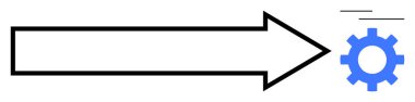 Black arrow pointing to a blue gear symbolizing progress, automation, and operational flow. Ideal for process management, efficiency, business operation, workflow, optimization, systems
