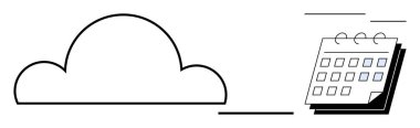 Cloud outline linked with a calendar, symbolizing online data storage, time tracking, and productivity. Ideal for digital planning, tech, time management, organization, workflow cloud services