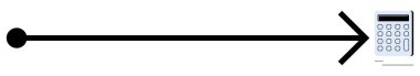 Black line with arrow transitioning into calculator, representing calculation, process flow, data input, or problem-solving. Ideal for finance, accounting, business, statistics education workflow