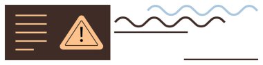 Triangle warning sign, wavy and straight lines indicating a blend of caution, instability, and risk. Ideal for safety, instability, warning, risk management alerts disruption uncertainty. Simple