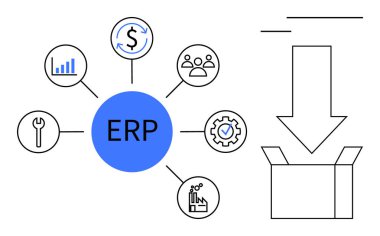 Merkezi ERP merkezi finans, İnsan Kaynakları, analitik, üretim, araç yönetimi ve paketlenmiş uygulamayı birbirine bağlar. İş süreci, yazılım, otomasyon verimliliği yönetim analizleri için ideal