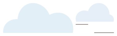 Two minimal clouds of different sizes in soft blue, paired with horizontal lines, evoke weather, sky, and simplicity. Ideal for weather app design, data storage, minimalism, nature themes abstract