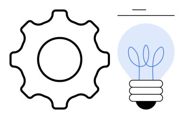 Büyüyen bitki kavramına sahip dişli ve ampul, yeniliği, sürdürülebilirliği ve takım çalışmasını sembolize ediyor. Yaratıcılık, çevre dostu çözümler, üretkenlik, teknoloji, kalkınma planlaması için ideal