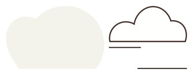 Abstract cloud forms including filled and outlined styling with simple lines. Ideal for weather, technology, storage, simplicity, minimalism, eco-concepts, connection. Minimal flat metaphor
