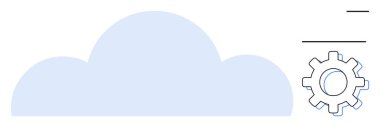 Large blue cloud with gear representing settings or customization. Minimalistic theme. Ideal for technology, software, cloud computing, innovation, data storage, IT solutions, simple flat metaphor
