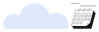 Blue cloud and a black-drawn calendar represent cloud computing, scheduling, and organization. Ideal for productivity, time management, cloud storage, technology, organization tools, remote work
