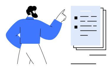 Profesyonel iş adamı, belgelere maddeyle işaret ediyor ve sayfaları istifliyor. Planlama, üretkenlik, organizasyon, eğitim, iş akışı, analiz, iletişim için ideal. Temiz ve basit bir daire