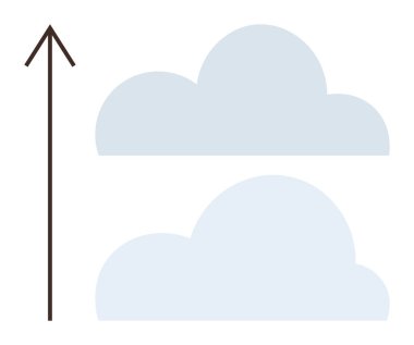 Oklar iki basit bulut boyunca yükselişi, büyümeyi, hırsı ya da hedefleri gösteriyor. Başarı, strateji, gelecek, inovasyon süreci potansiyel karar verme temaları için idealdir. Temiz daire