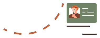 Fotoğraflı yeşil kimlik kartı, sağda metin satırları, solda dinamik çizgi bağlantı olduğunu gösteriyor. Kimlik belirleme, doğrulama, teknoloji, güvenlik, ağ oluşturma, kişisel veri