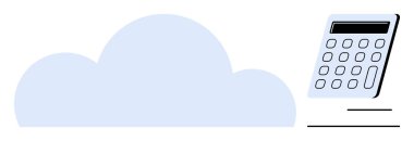 Bulut teknolojisinde bütçe, finans ve veri erişimini temsil eden bir hesap makinesinin yanında bulut şekli. Finansal teknoloji, dijital araçlar, iş stratejisi, veri analizi ve bilişim çözümleri için ideal