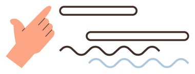 Vurgulanmış satırlara ve altı çizili vuruşlara el ile işaret ederek, odak, dikkat, öncelik, organizasyon, kurgu, öğrenme ve iletişimi temsil eder. Basit düz metafor için ideal