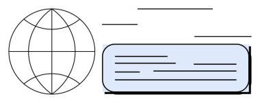 Şebeke çizgileri ve dinamik yüzen metin paneli olan dünya mesajlaşmayı öneriyor. İletişim, küresel ağ, bilgi paylaşımı, teknoloji, bağlantı, iş, dijital etkileşim için ideal