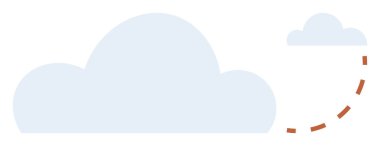 Noktalı bir yay ile birbirine bağlı iki bulut evrimi veya hareketi gösteriyor. İlerleme, yenilik, teknoloji, dönüşüm, büyüme, veri göçü, uzaktan bağlantı için ideal. Basit düz metafor