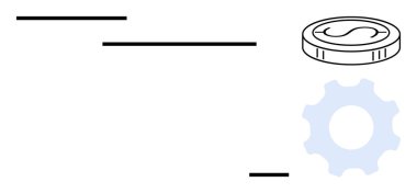 Bozuk para ve teçhizat yatay çizgilerle birlikte ekonomik denge, süreç optimizasyonu ve iş akışı verimliliğini iletir. Finans, işletme, tasarruf, üretkenlik, sanayi ve ekonomi için ideal
