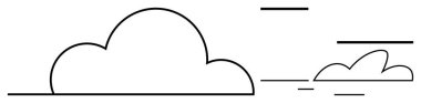 Rüzgâr ya da hareketi gösteren yatay çizgili iki bulutun basit siyah çizgisi. Hava, sadelik, özgürlük, hava, minimalizm, sükunet, doğa için idealdir. Basit bir düz metafor.