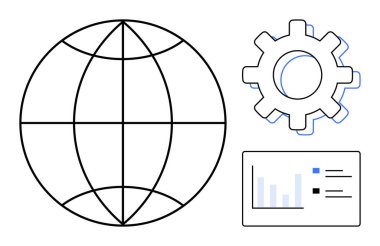 Küresel bağlantıyı, ayarları veya teknolojiyi ve analitik için veri tablosunu sembolize eden küre şebekesi. Teknoloji, bağlantı, yönetim, analitik, iş akışı, optimizasyon dijital için ideal