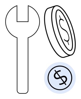 Bir doların yanına basmak bakım, onarım ve yatırım yönetimini sembolize eder. Finansal planlama, maliyet optimizasyonu, tasarruflar, hizmetler, bütçeler, kaynak tahsisi için ideal