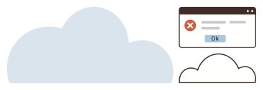 Bulut simgesi bir Ok düğmesi içeren bir hata ileti iletisi kutusuyla eşleştirildi. Teknoloji, bulut hesaplama, yazılım sorunları, hata yönetimi, sorun çözme, veri depolama ve teknik konular için ideal