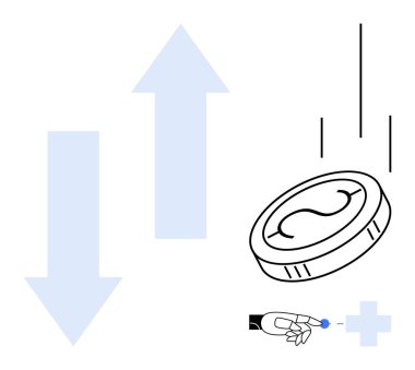 Paralar yukarı doğru çıkan oklarla robotik elin yanına düşüyor. Dijital işlemleri, ekonomik büyümeyi simgeliyor. Fintech, yapay zeka, yatırım, ekonomi, yenilik, kripto para birimi için ideal