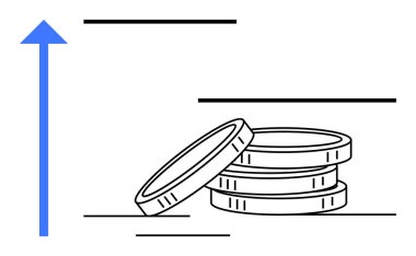 Yükselen mavi okun yanında para yığını mali büyüme, yatırım ve parasal başarıyı işaret ediyor. İş stratejisi, tasarruflar, yatırım hedefleri, ekonomik eğilimler, zenginlik yönetimi için ideal