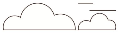 İki çizgili bulut, bir büyük ve bir küçük, parlak yatay çizgiler hareket ya da rüzgar olduğunu gösteriyor. Hava, gökyüzü, çevre, basitlik, teknoloji ve minimalizm için ideal