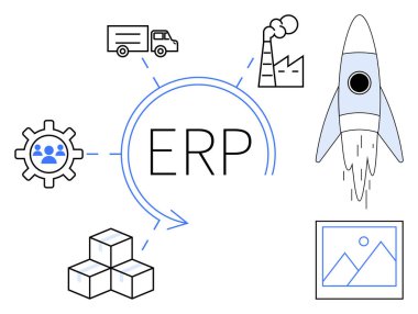 Merkezi ERP metni tedarik zinciri, fabrika, roket, teçhizat ve istiflenmiş blokları birbirine bağlar. İş otomasyonu, lojistik, yenilikçi takım çalışması teknolojisi için idealdir. Basit düz