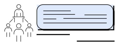 Takım liderleri hiyerarşik yapısı olan bir grup yönetiyor. İletişim konsepti için konuşma balonu. Takım çalışması, hiyerarşi, işbirliği, liderlik, iletişim, beyin fırtınası, iş akışı için ideal