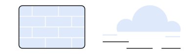 Solda tuğla duvar ve sağda minimalist düz sanat tarzıyla bulut. Zorluklar için ideal, koruma, dijital bariyer, bulut hesaplama, sınırlar, bağlantı, geçiş. Basit düz metafor