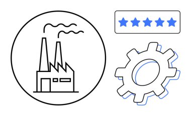Bacalı fabrikalar, vites sembolü ve beş yıldızlı puanlar sanayi, verimlilik, kalite ve operasyonel mükemmelliğe odaklanmayı öneriyor. Üretim, mühendislik ve yenilikçi ürün kalitesi için ideal