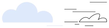 Mavi katı bulut ve dinamik hareket çizgileri olan ana hatlı bulut. Hava durumu, depolama, veri, bağlantı, teknoloji, hız ve minimalizm için ideal. Temiz ve basit düz metafor