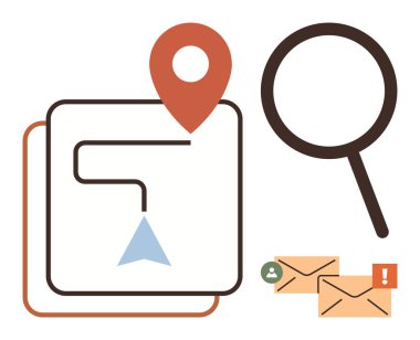 Harita üzerinde işaretleyici, büyüteç ve uyarı uyarıları ile yol. Arama, gezinti, keşif, izleme, iletişim yönetim kullanıcı etkileşimi için ideal. Basit bir daire.