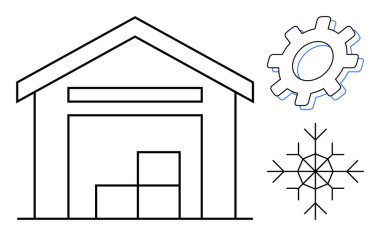 Kutular, kar taneleri ve vites kutusu depolama, soğuk ikmal zinciri ve işletim süreçleriyle dolu bir depo. Lojistik, soğutma, soğuk hava deposu, nakliye envanteri için ideal