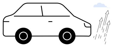 Yukarı doğru oklu soyut araba tasarımı temiz enerjiyi, büyümeyi, ilerlemeyi ve sürdürülebilirliği sembolize ediyor. Ulaşım, çevre, yenilenebilir enerji, yenilik, eko-farkındalık verimliliği için ideal