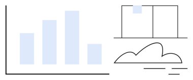 Grafik ve bulut çizgisi takvim çizelgesinin yanında. Veri eğilimleri, istatistikler, programlama, analitik, tahminler, bulut depolama, planlama için ideal. Basit bir düz metaforu temsil eder.