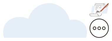 Mavi bulut şekli, imzalı kalem ve menü ikonu. Veri depolama, bulut hesaplama, dijital iş akışı, takım işbirliği, belge paylaşım verimliliği ve teknoloji için ideal. Basit.