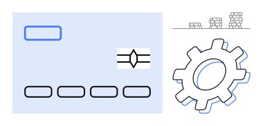 Ödeme sistemlerini, teknolojiyi, işlemleri, finansal planlamayı, otomasyonu, iş büyümesini ve verimliliği gösteren çipli, dişli ikonlu ve birikmiş paralar. Fintech için ideal