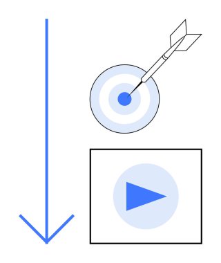 Dikey ok, hedefi delip geçen hedef, ve kare kare şeklinde oynat. Strateji, hedefler, başarı, karar verme, video başarı navigasyonu için idealdir. Basit düz metafor